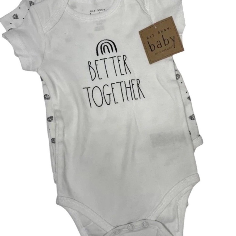 Rae Dunn Baby 3 Piece Bodysuit‎ Set Better Together Rainbow Spread Kindness 6-9M